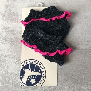 Birkenstock Cotton Bling Lace Black Pink Ruffle Sneaker Socks Ladies 8 - 10